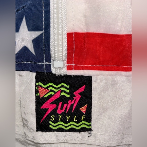 Vintage Surf Style Windbreaker Jacket OSFA Surfer Retro 80s USA Flag Fast Ship - Picture 9 of 10